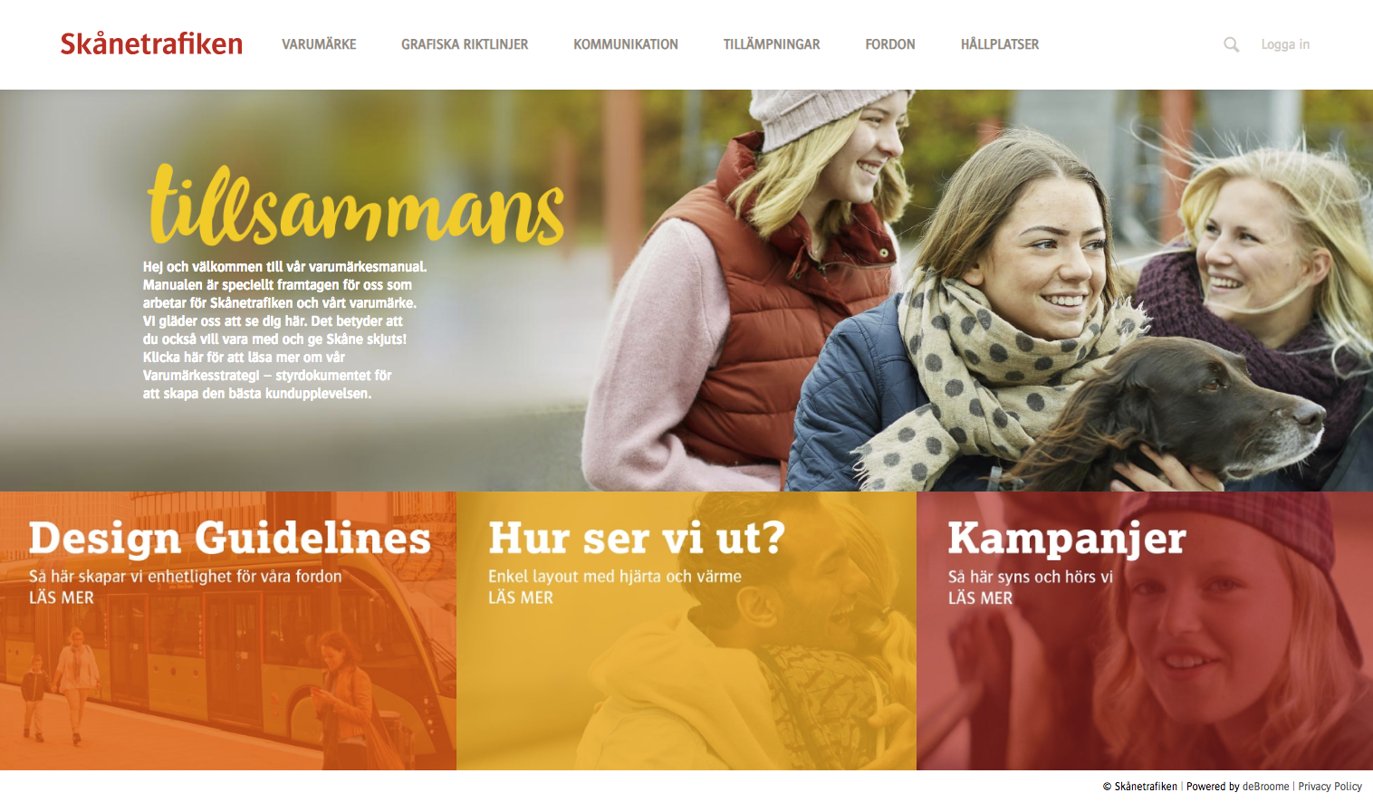 Skanetrafiken homepage with girls smiling