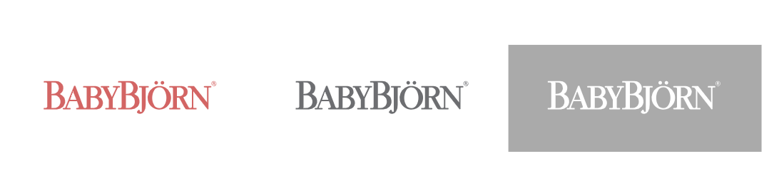 BabyBjörn logos- pink, gray and gray fill logo on online brand manual